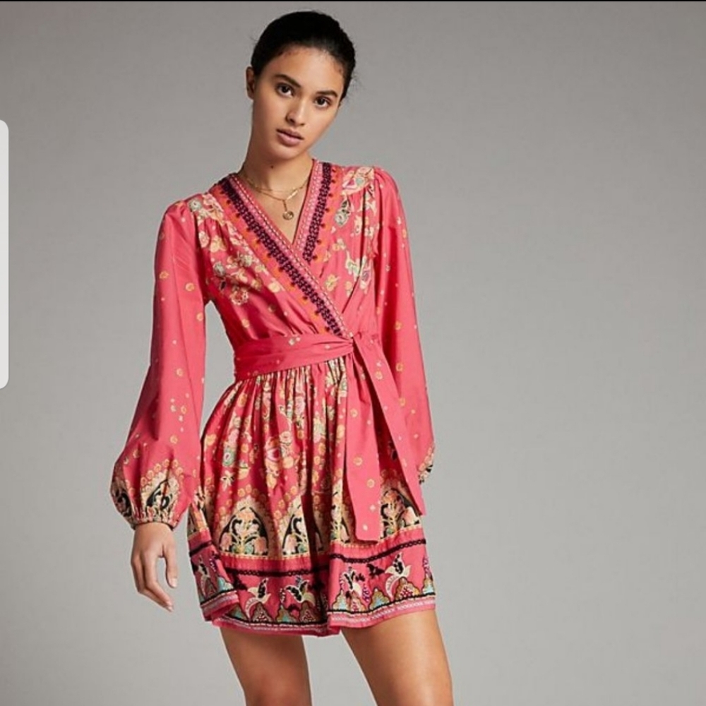 #251. Anthropologies Racquel Embroidered Mini Dress - Picture 4 of 6